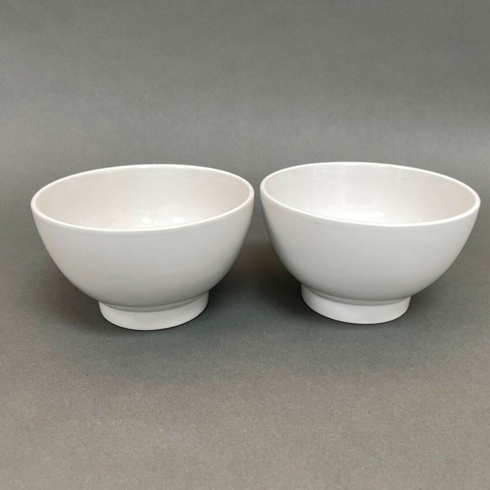 White Soup Cereal Bowls 3 3/8" high x 5 3/4" Lot of 2